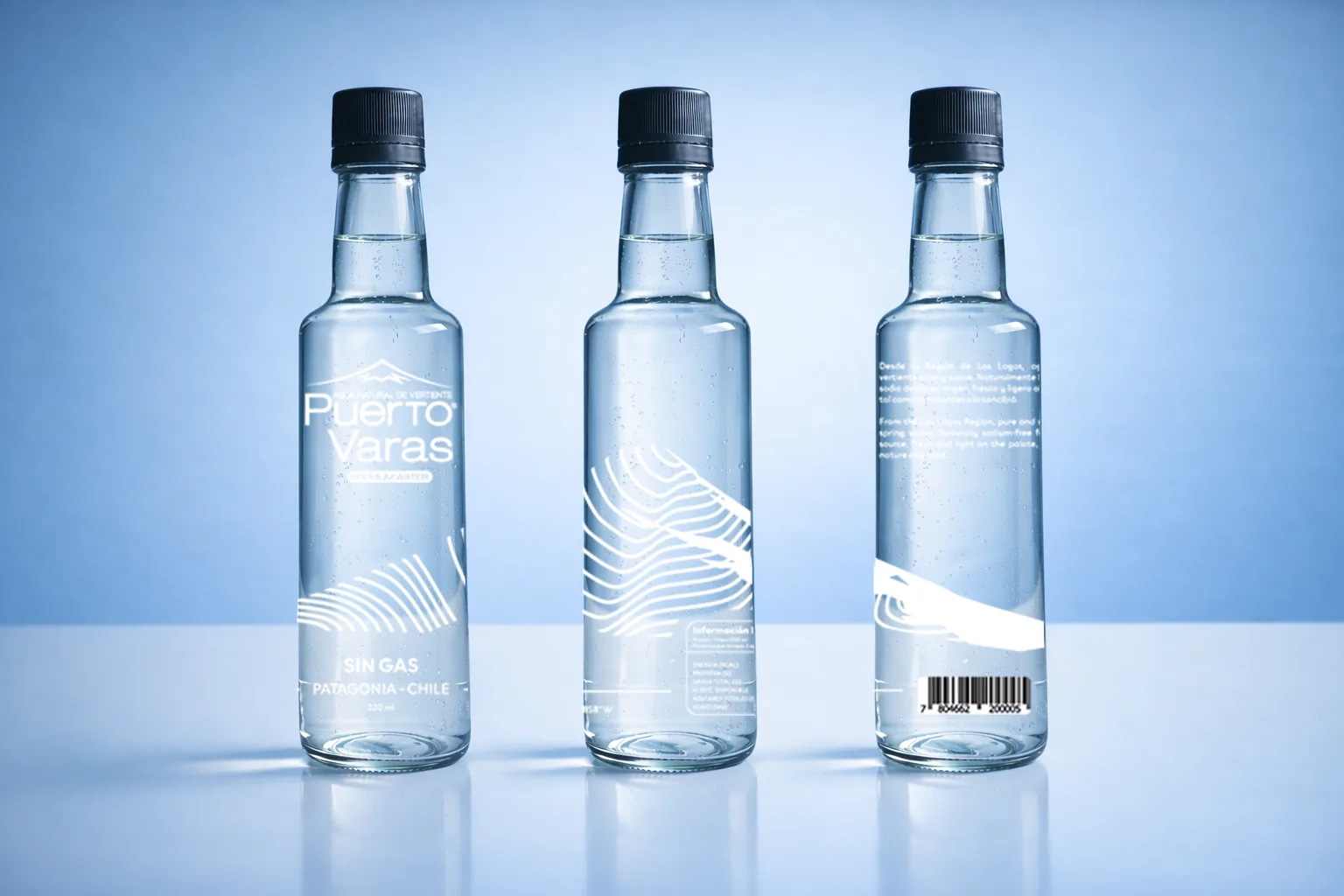 Botella vidrio 330 ml sin gas Agua Puerto Varas
